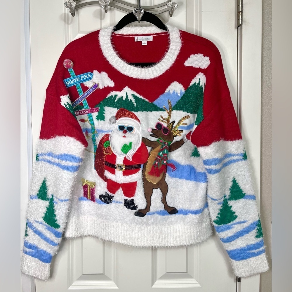 Jolly Sweaters - Festive Santa and Reindeer Sweater NWOT